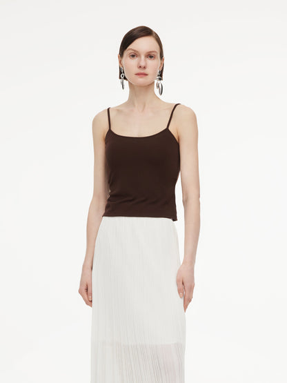 Cotton Blend Open-Knit Top And Camisole Two-Piece Set