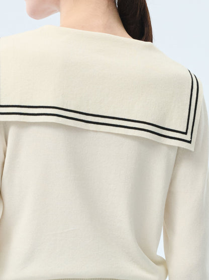 Tencel Blend Sailor Collar Women Knit Top