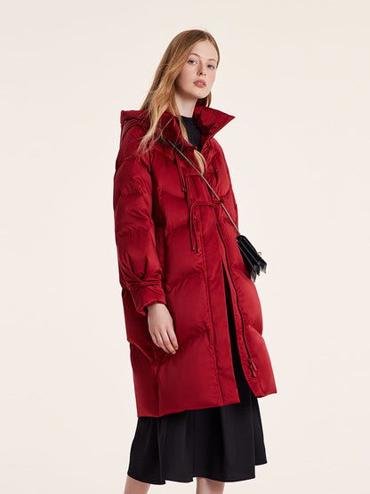 Cheongsam Button Hooded Mid-Length Goose Down Garment