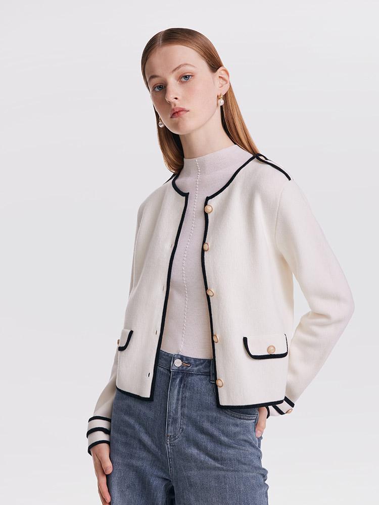Contrast Soft Woolen Cardigan