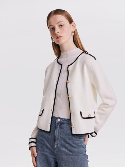 Contrast Soft Woolen Cardigan