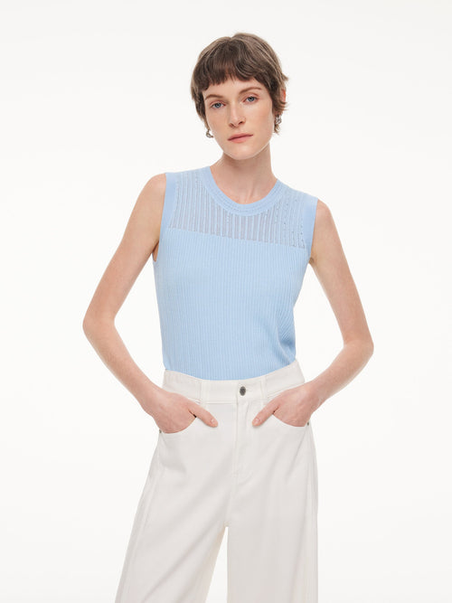 Lyocell Blend Rhinestone Women Knit Tank Top