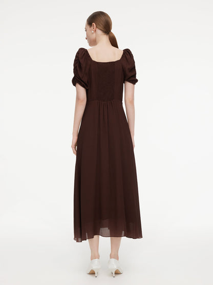 [Preview] 10.5 MM Mulberry Silk Square Neck Women Maxi Dress