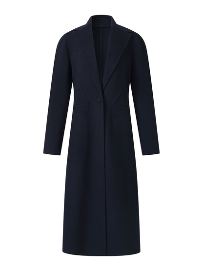 100% Wool Double-Faced Gathered Waist Women Overcoat