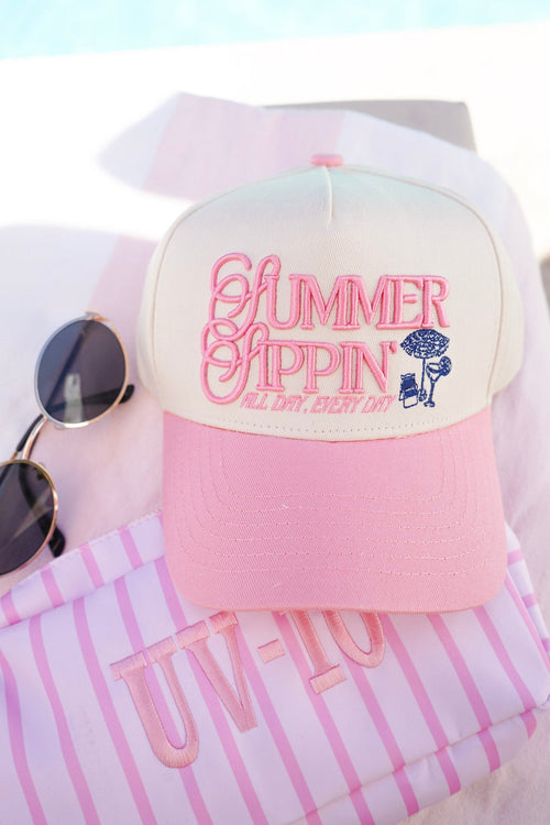 Summer Sippin' - Pink Vintage Trucker Hat