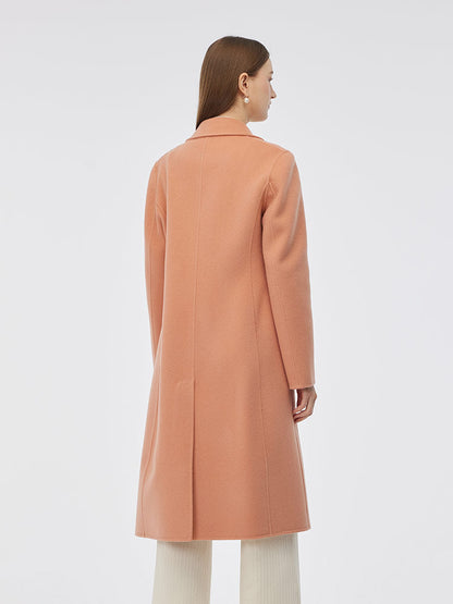 100% Wool Double-Faced Back Slit Women Overcoat