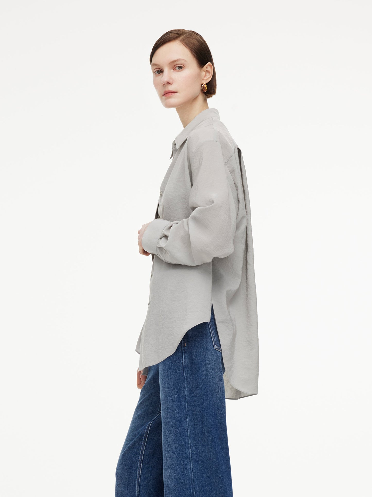 [Preview] Triacetate Blend Women Oversized Shirt