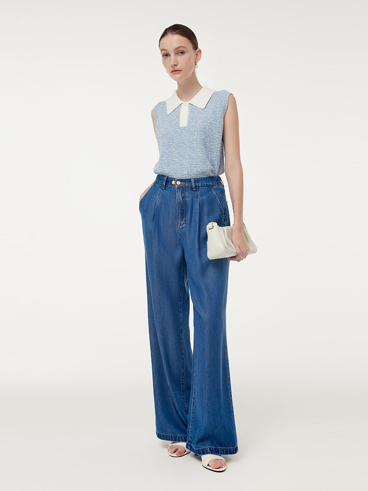 100% Tencel Denim Elastic Waist Women Jeans