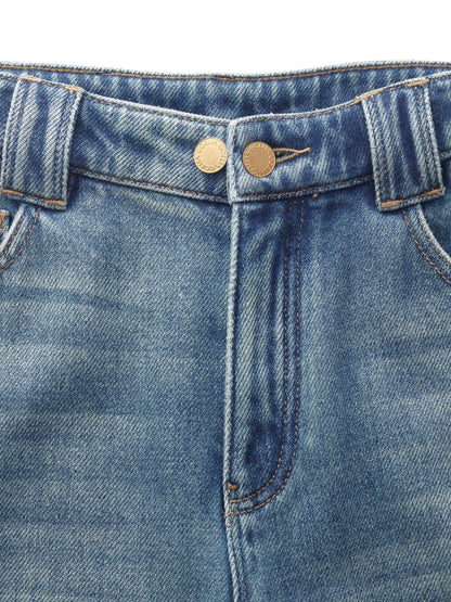 100% Cotton Denim Women Straight Leg Jeans