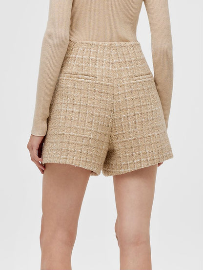 Wool Blend Tweed A-Line Women Shorts
