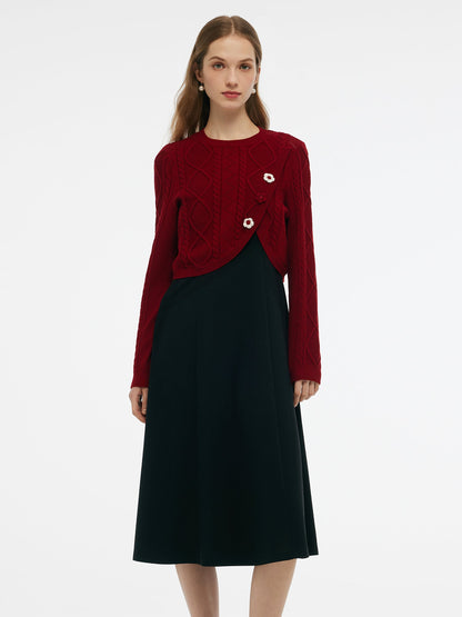 Lyocell Wool Blend Sweater And Knit Vest Dress Two-Piece Set