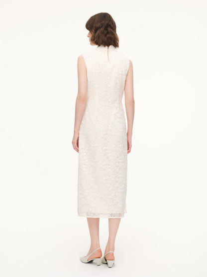 Lace Sleeveless Women Qipao Midi Dress