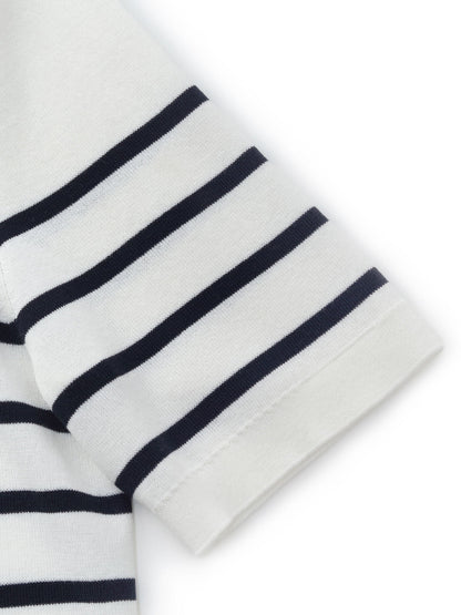 Lyocell Blend Stripe Women Knit Top With Detachable Sailor Collar