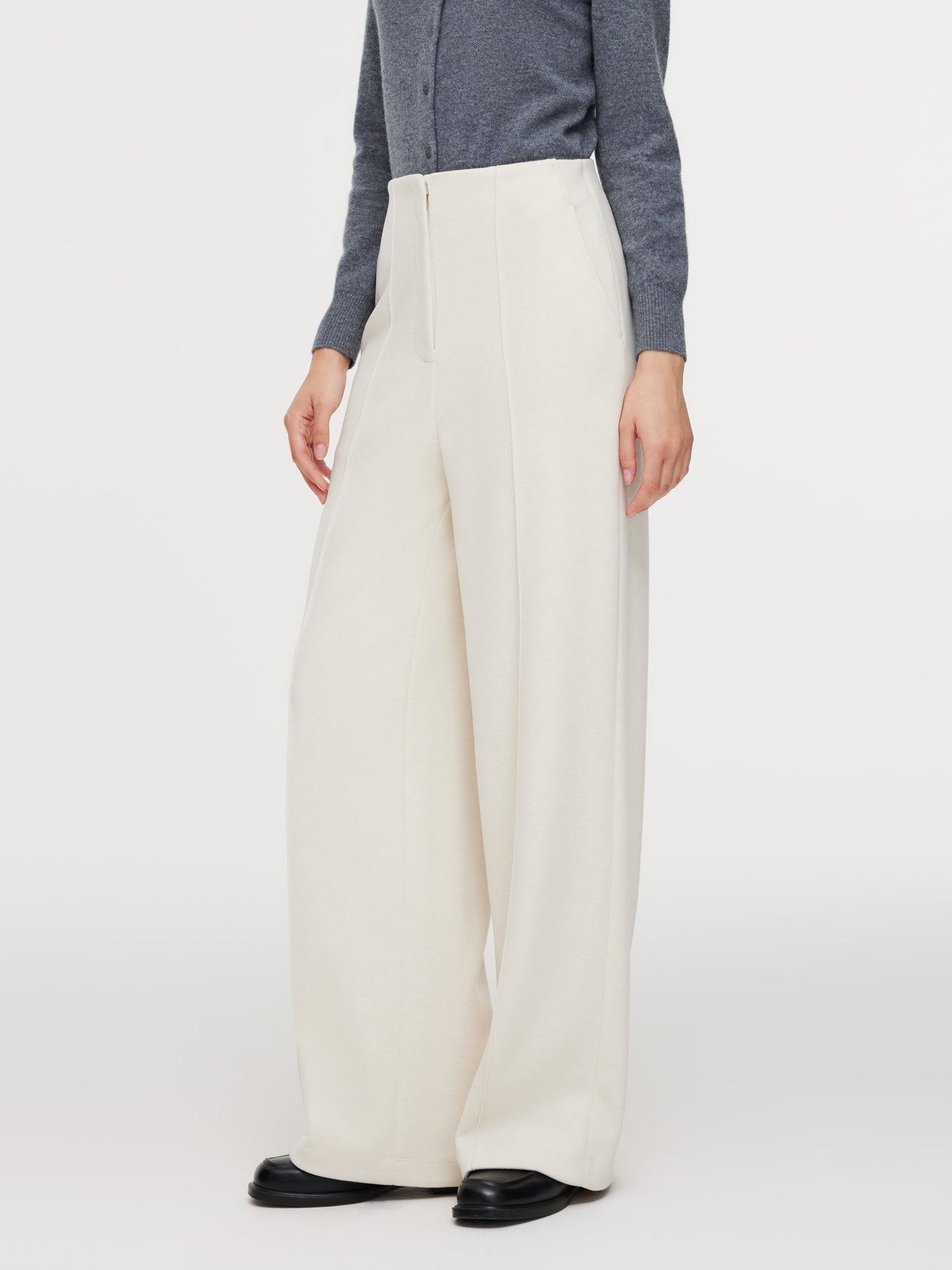 High-Waisted Stretch Wide Leg Women Knit Pants