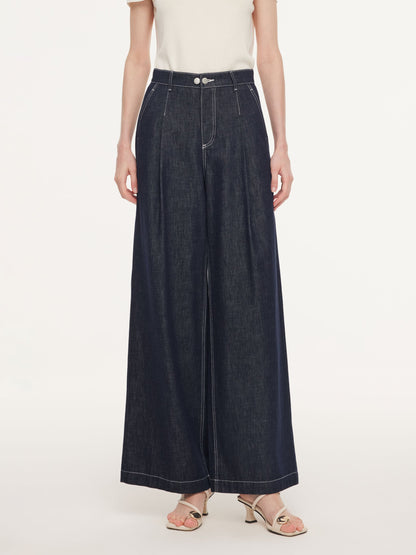 100% Cotton Denim Straight Wide Leg Women Jeans