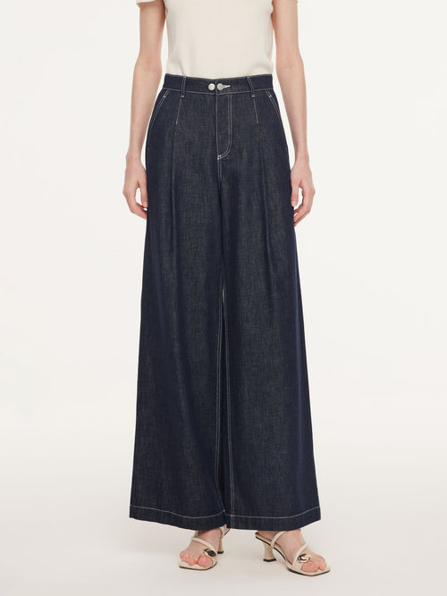 100% Cotton Denim Straight Wide Leg Women Jeans