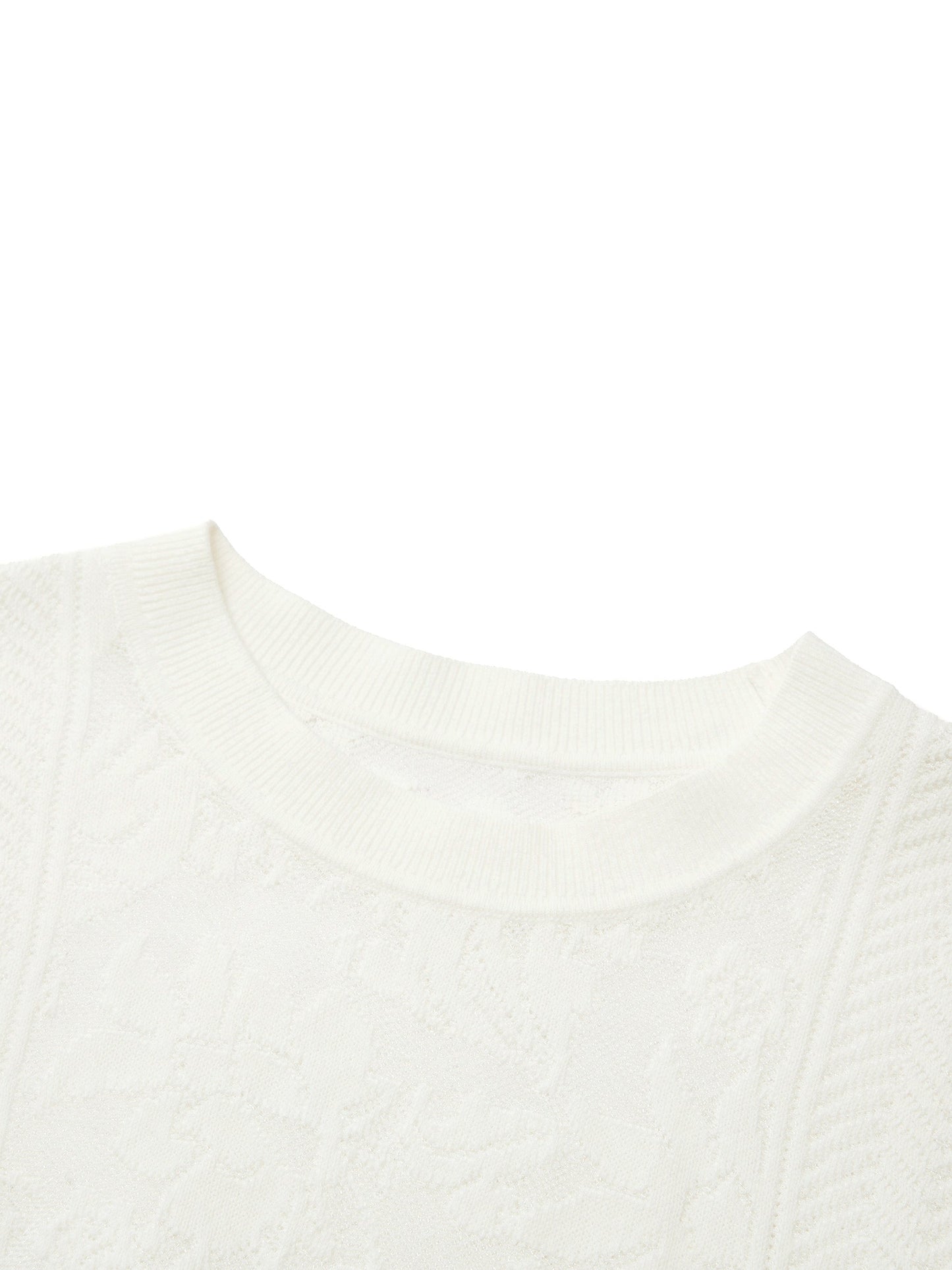 Lace Jacquard Round Neck Women Knit Top