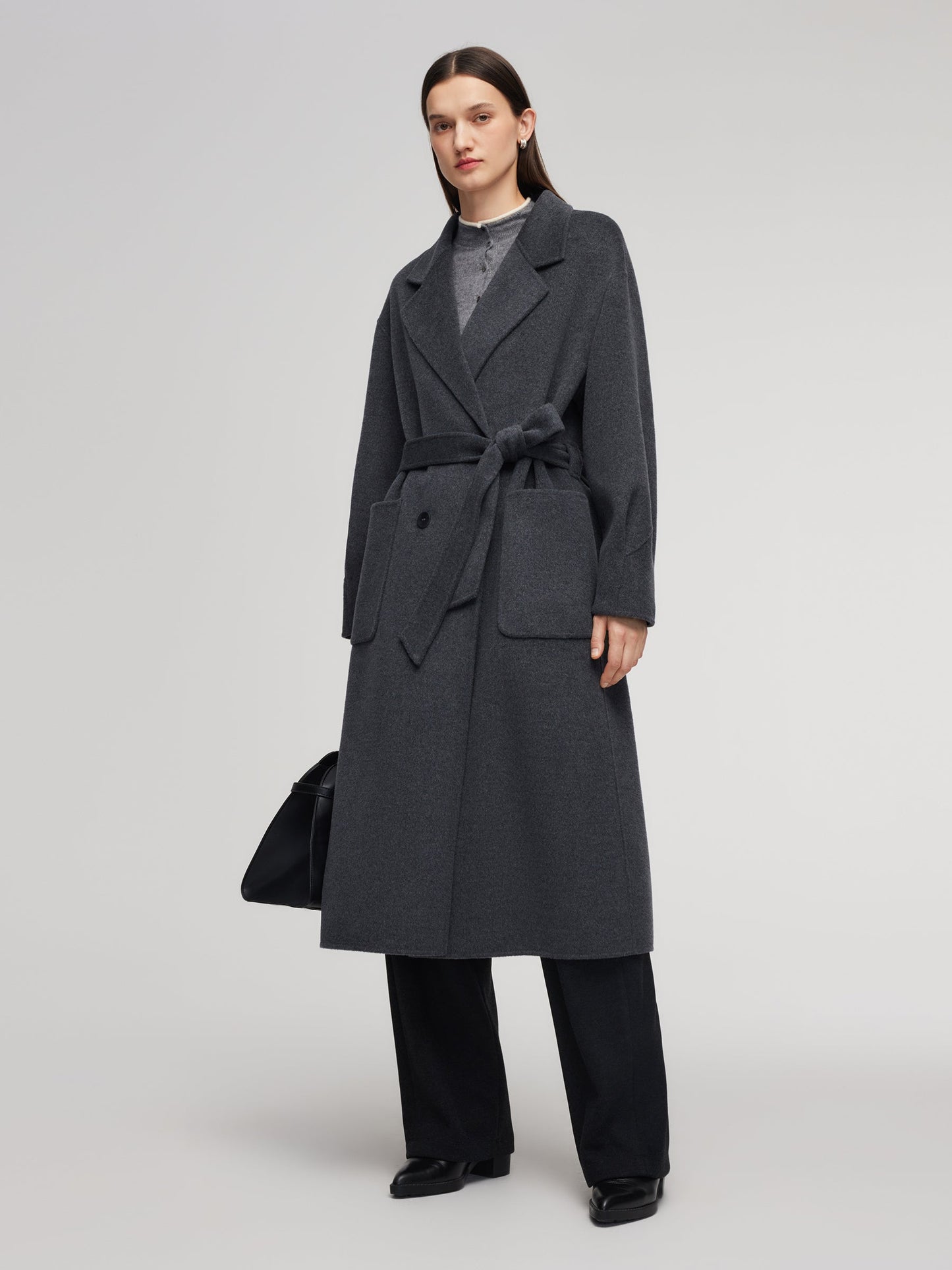 100% Wool Double-Faced Women Wrap Overcoat