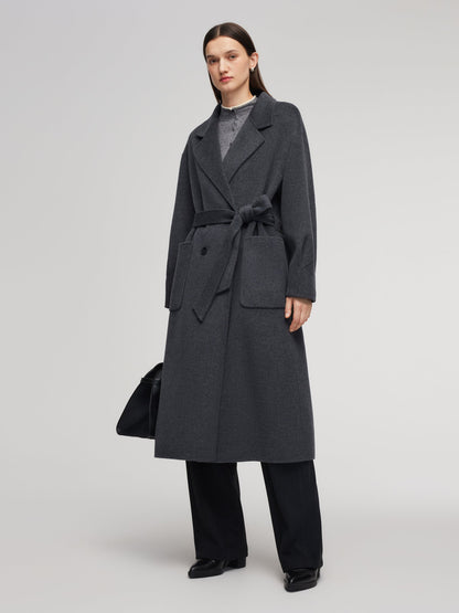 100% Wool Double-Faced Women Wrap Overcoat