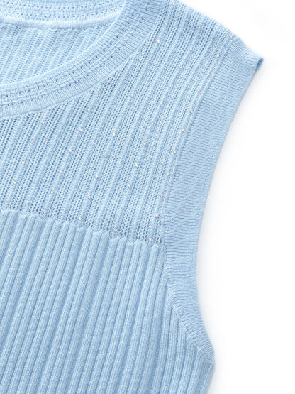 Lyocell Blend Rhinestone Women Knit Tank Top