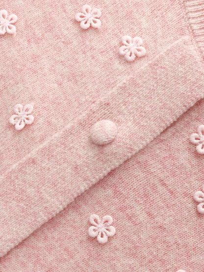 100% Wool Floral Women Cardigan
