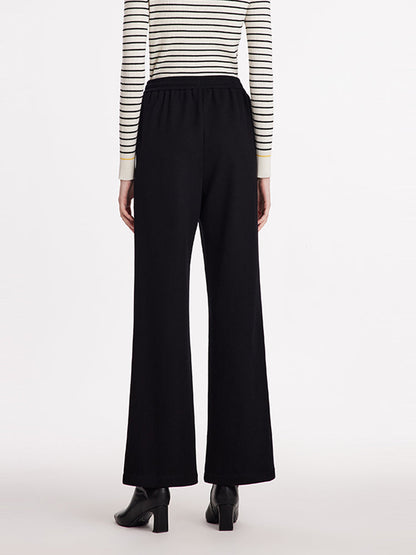 Knitted Straight Women Pants With Elastic Waistband