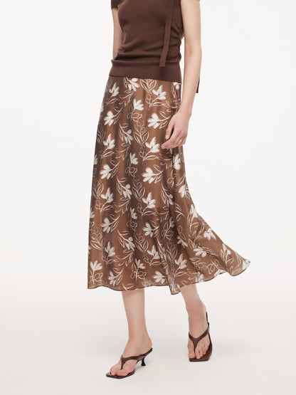 Tencel Blend Floral Print Women Skirt