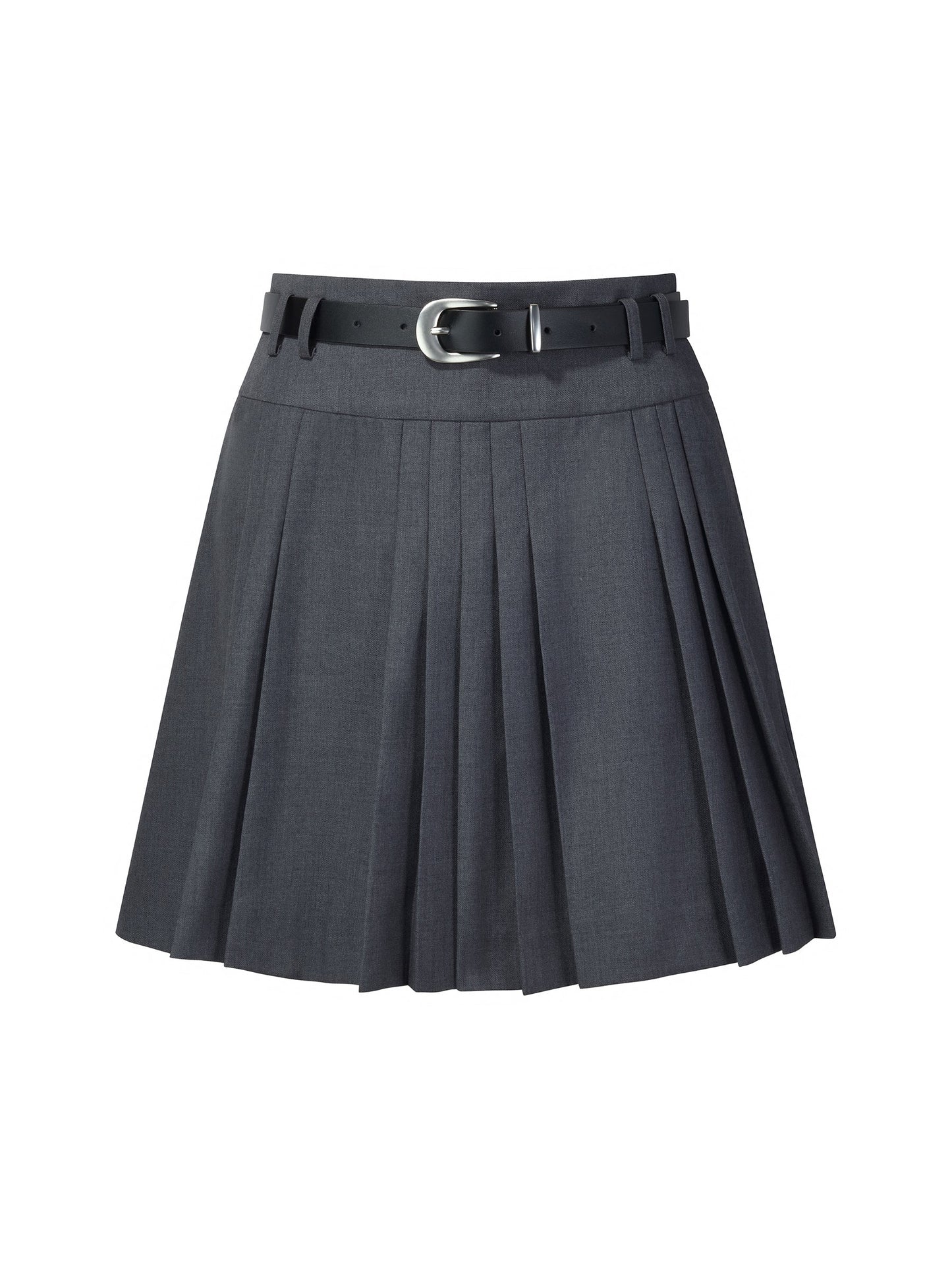 A-Line Pleated Women Skirt With Belt