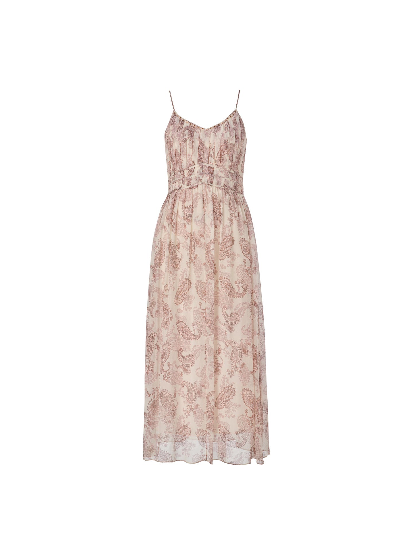 10MM Mulberry Silk Paisley Print Women Strap Maxi Dress