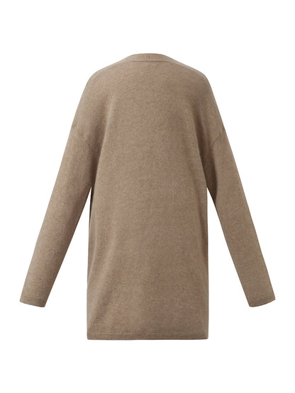 Light Camel Brushed Cashmere Short Women Cardigan