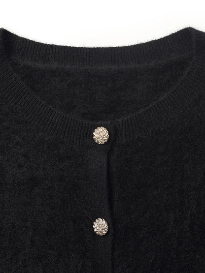 Black Brushed Cashmere Women Cardigan
