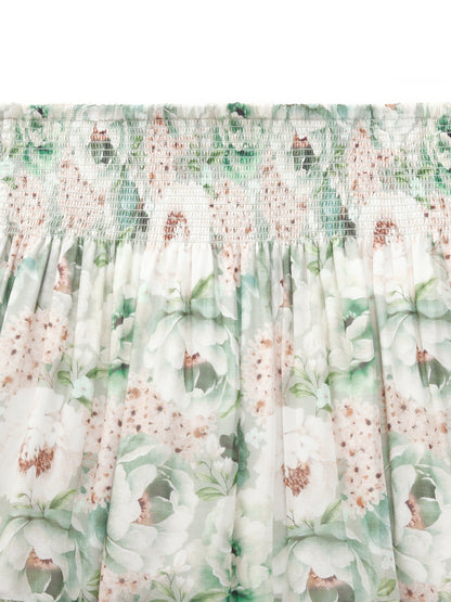10MM Mulberry Silk Floral Print Women A-Line Skirt
