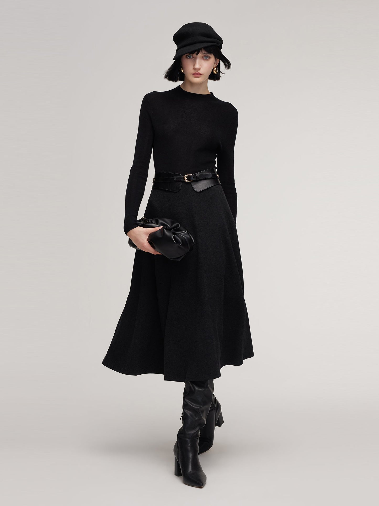 Stretch Flared Women Knit Skirt