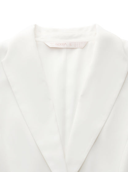 Triacetate Blend Gathered Waist Women Blazer