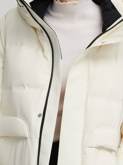 Thermal Tech Back Hooded Unisex Long Goose Down Coat