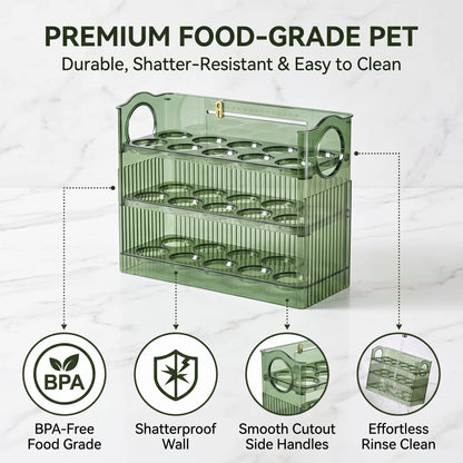 30-Grid Egg Storage Container – Large Capacity Transparent Egg Organizer with Freshness Protection for Refrigerator