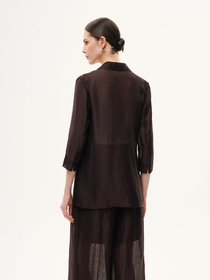 Tencel Linen Blend 3/4 Sleeve Women Blazer