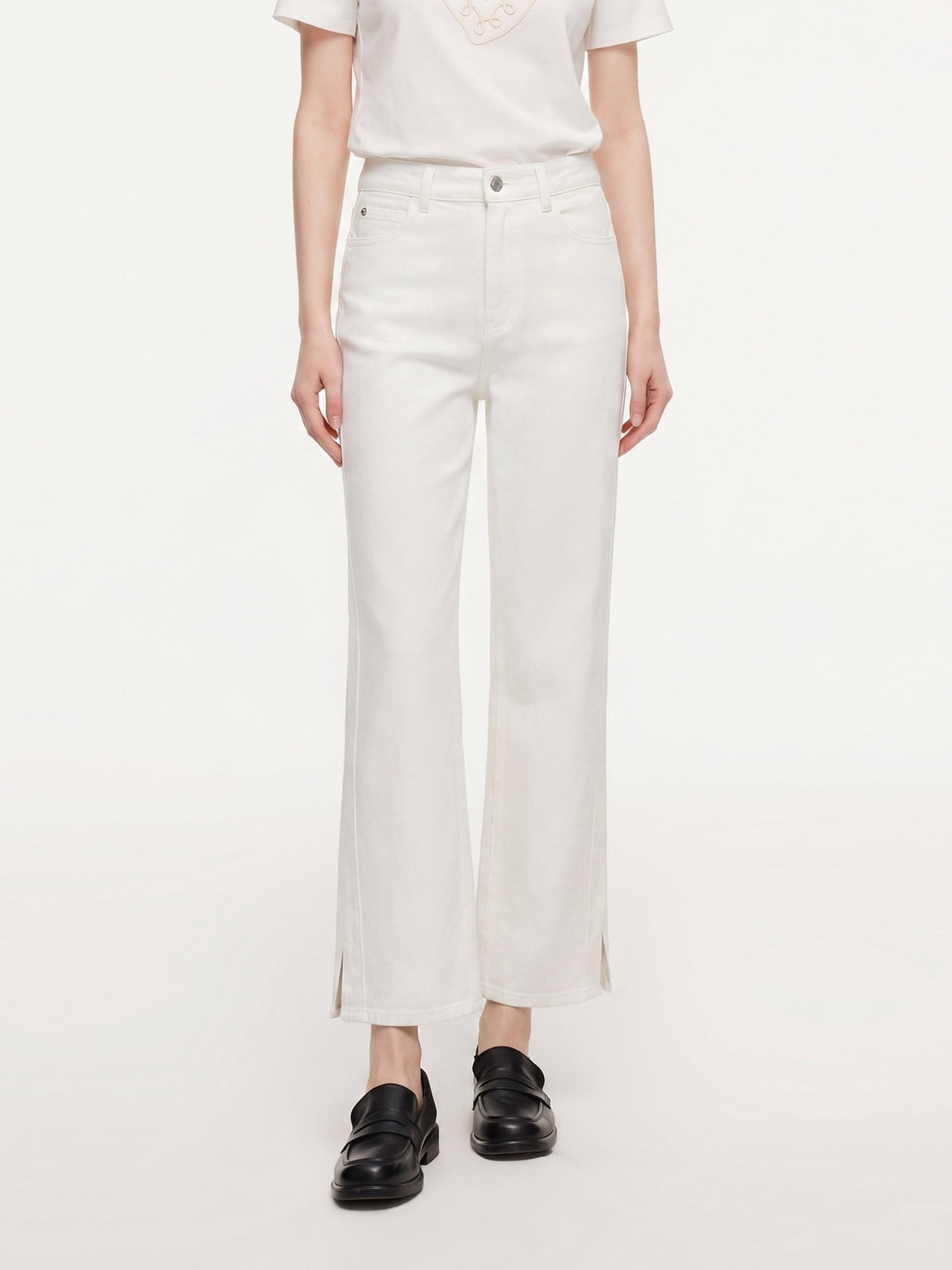 Lyocell Blend Women Ankle-Length Side Slit Jeans