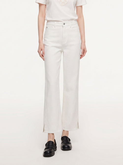 Lyocell Blend Women Ankle-Length Side Slit Jeans