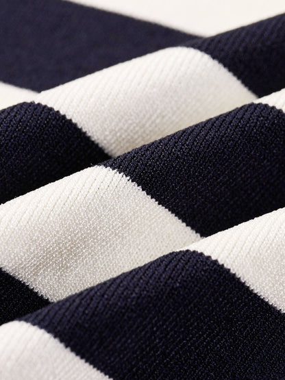 Color Block Stripe Women Embroidered Cardigan