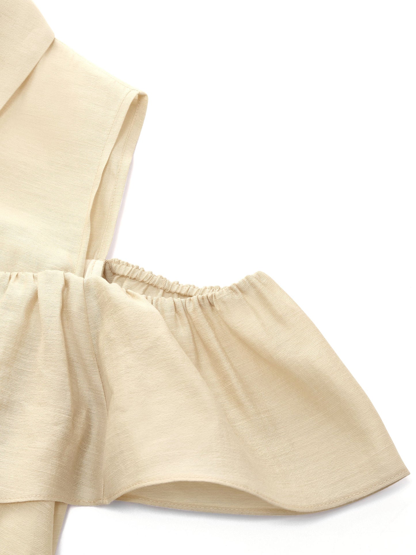 Tencel Acetate Linen Blend Cold Shoulder Women Maxi Dress