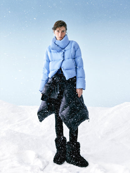 Windproof Lightweight Wide Lapel Goose Down Jacket