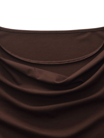 Tencel Blend Stretchy Knit Top And A-Line Skirt Two-Piece Set