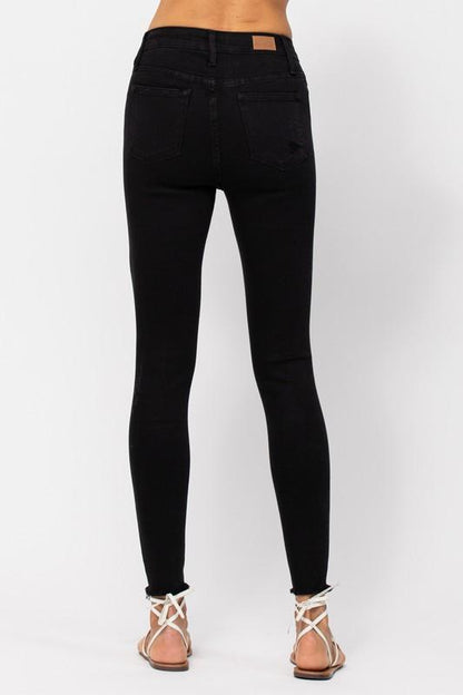 Judy Blue Jet Black Destroyed Skinny Jeans