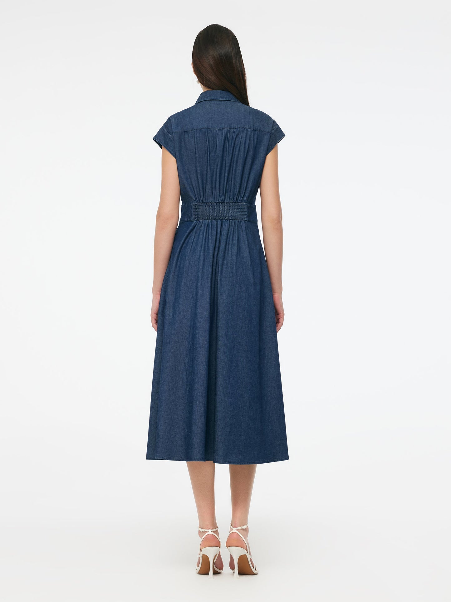 Denim Stretch Women Maxi Shirt Dress