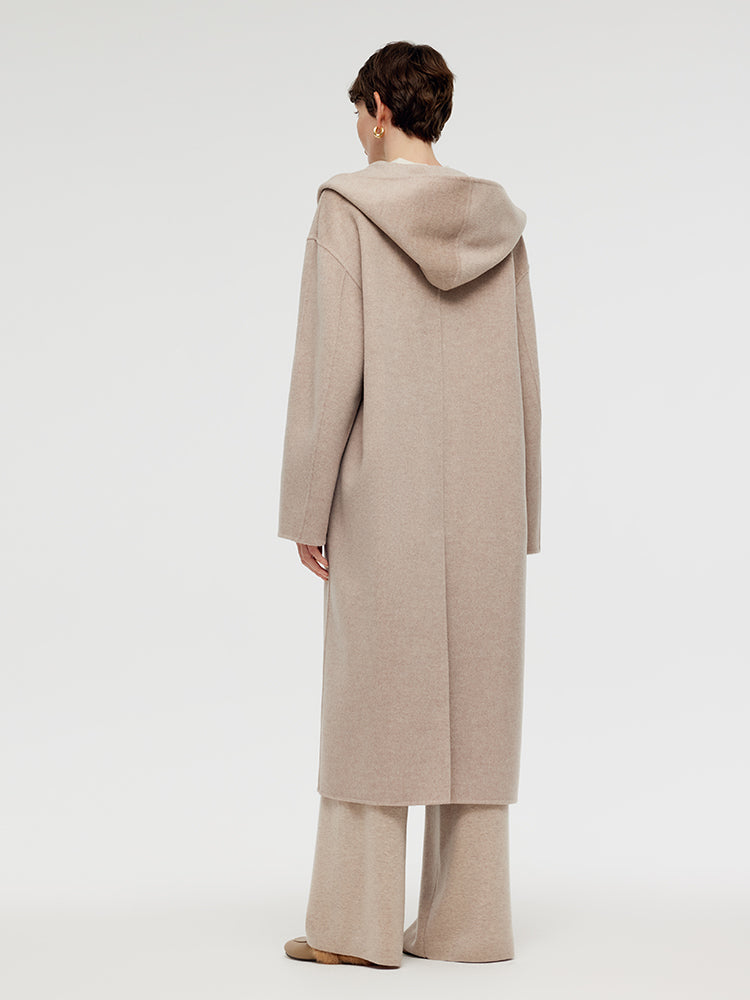 Wool Cashmere Unisex Hooded Wrap Coat