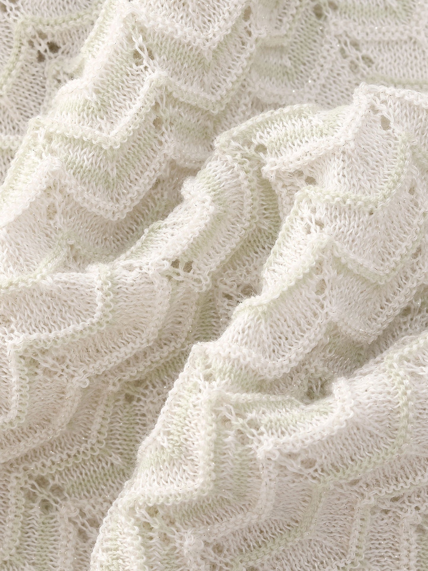 Acetate Cotton Blend Gradient Jacquard Women Openwork Cardigan