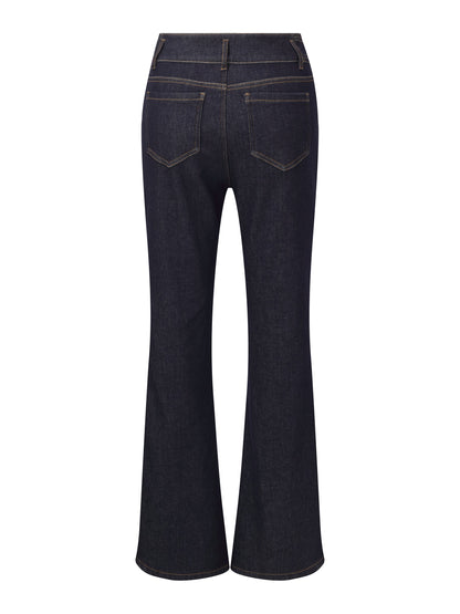 Denim High-Waisted Stretch Fleece Lined Women Micro-Flared Jeans