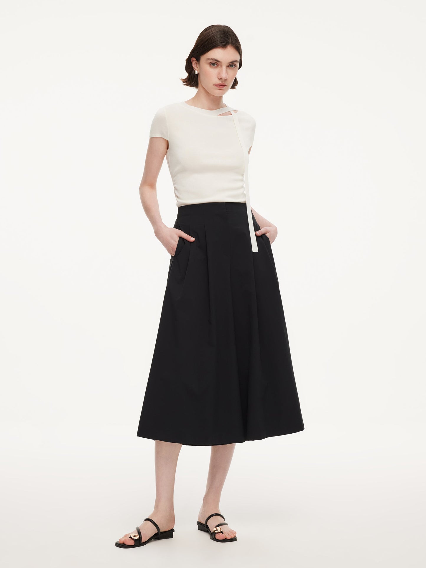 Triacetate Lyocell Blend Women Ribbon Knit Top