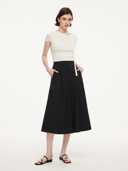 Triacetate Lyocell Blend Women Ribbon Knit Top
